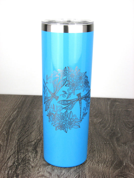 Dragonflies and Flowers 20 oz. Skinny Tumbler