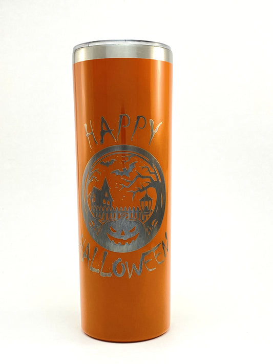 Happy Halloween Haunted House 20 oz. Skinny Tumbler