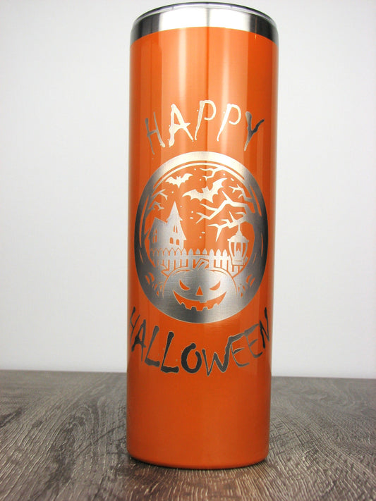 Happy Halloween Haunted House 20 oz. Skinny Tumbler