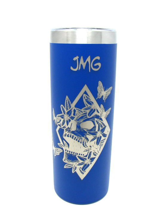 Skull and Butterflies 20 oz. Skinny Tumbler