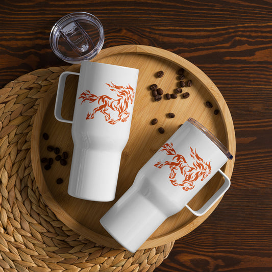 Fiery Mustang Sublimated 25 oz Travel Mug With Handle